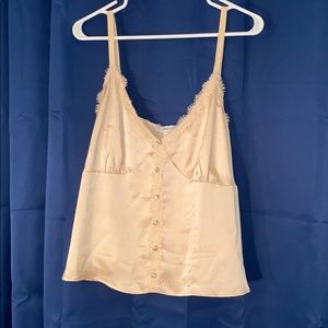 Silk camisole with lace appliqué